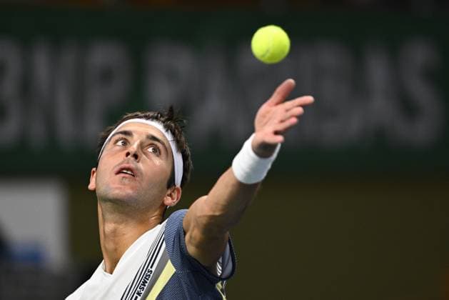 STOCKHOLM, SWEDEN 20251016 Miomir Kecmanovic, Serbia, in his match against Tomas Martin Etcheverry, Argentina, in the BNP Paribas Nordic Open tennis tournament at the Royal Tennis Hall STOCKHOLM SWEDEN x10040x  Copyright: xAndersxWiklund TTx TENNIS NORDIC OPEN