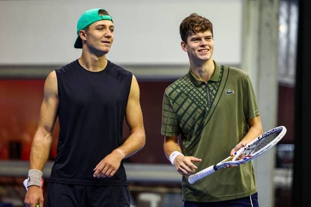 Belgian Alexander Blockx and Belgian Tibo Colson pictured during the European Open ATP, Tennis Herren tennis tournament in Brussels, on Thursday 16 October 2025. This year s edition of the tournament is taking place from 12 to 19 October 2025. DAVIDxPINTENS  x136970117x