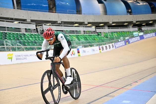 2025 UCI Para-Cycling Track World Championships Picture by Simon Wilkinson SWpix.com - 16 10 2025 - Cycling - 2025 UCI Para-Cycling Track World Championships - Rio Olympic Velodrome, Rio de Janeiro, Brazil - MC5 1 Km Time Trial Qualifying - Adi Alsharari (Saudi Arabia) Copyright: x xSWpix.comx(t axPhotographyxHubxLtd)xSimonxWilkinson SWpix.comx SWP-3030-9485
