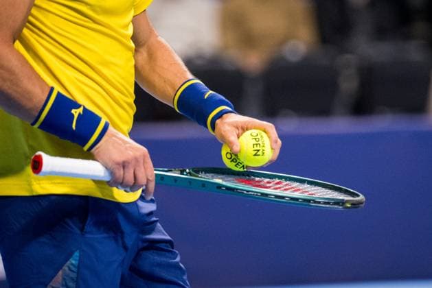 Bosnian Damir Dzumhur pictured in action during the European Open ATP, Tennis Herren tennis tournament in Brussels, on Thursday 16 October 2025. This year s edition of the tournament is taking place from 12 to 19 October 2025. JASPERxJACOBS  x136975666x