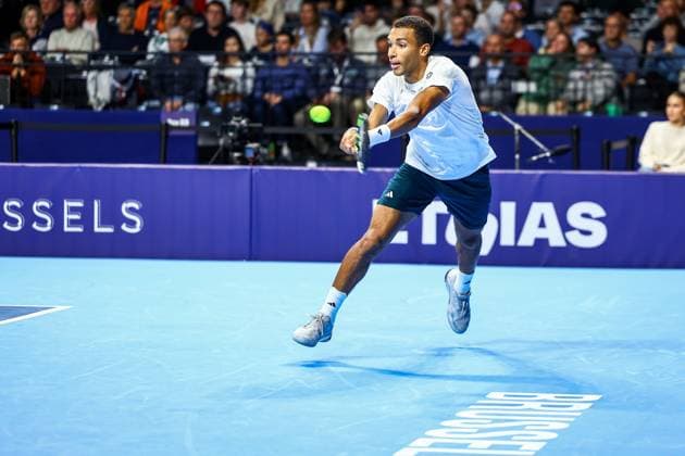 Canadian Felix Auger-Aliassime pictured in action during the European Open ATP, Tennis Herren tennis tournament in Brussels, on Thursday 16 October 2025. This year s edition of the tournament is taking place from 12 to 19 October 2025. DAVIDxPINTENS  x136982166x