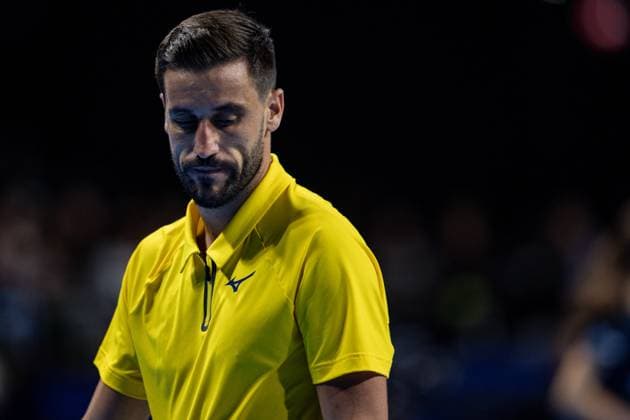 Bosnian Damir Dzumhur pictured during the European Open ATP, Tennis Herren tennis tournament in Brussels, on Thursday 16 October 2025. This year s edition of the tournament is taking place from 12 to 19 October 2025. DAVIDxPINTENS  x136982557x