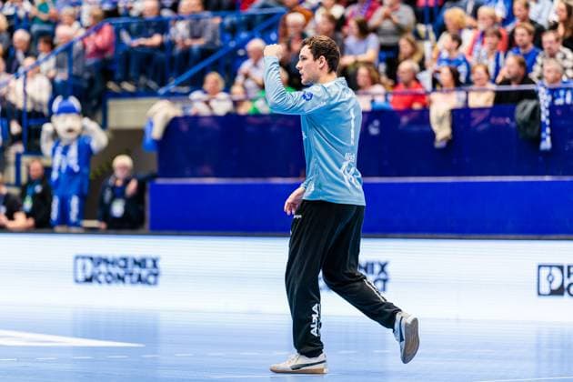 Constantin Moestl TBV Lemgo Lippe, 01 rejoices GER, TBV Lemgo Lippe vs Rhein Neckar Loewen, Handball, 1 Bundesliga, Matchday 9, Season 2025 2026, 16 10 2025 GER, TBV Lemgo Lippe vs Rhein Neckar Loewen, Handball, 1 Bundesliga, Matchday 9, Season 2025 2026, 16 10 2025 Lemgo Copyright: xEibner-Pressefoto JanxRollingerx EP_JSK