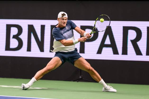 251016 Holger Rune of Norway competes in a men s singles tennis match during day 6 of the ATP 250 Nordic Open on October 16, 2025 in Stockholm Photo Jesper Zerman BILDBYRAN kod JZ JZ0629 tennis nordic open nordic open 2024 bbeng norway  Copyright: JESPERxZERMAN BB251016JZ009