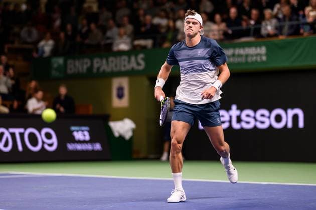 251016 Holger Rune of Norway competes in a men s singles tennis match during day 6 of the ATP 250 Nordic Open on October 16, 2025 in Stockholm Photo Jesper Zerman BILDBYRAN kod JZ JZ0629 tennis nordic open nordic open 2024 bbeng norway  Copyright: JESPERxZERMAN BB251016JZ010