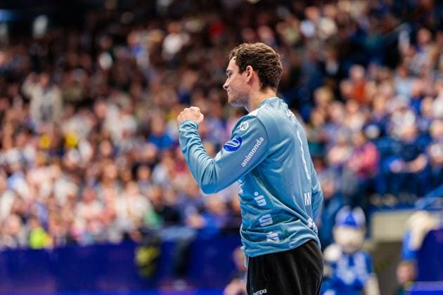 Constantin Moestl TBV Lemgo Lippe, 01 rejoices GER, TBV Lemgo Lippe vs Rhein Neckar Loewen, Handball, 1 Bundesliga, Matchday 9, Season 2025 2026, 16 10 2025 GER, TBV Lemgo Lippe vs Rhein Neckar Loewen, Handball, 1 Bundesliga, Matchday 9, Season 2025 2026, 16 10 2025 Lemgo Copyright: xEibner-Pressefoto JanxRollingerx EP_JSK