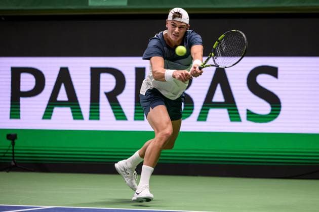 251016 Holger Rune of Denmark competes in a men s singles tennis match during day 6 of the ATP 250 Nordic Open on October 16, 2025 in Stockholm Photo Jesper Zerman BILDBYRAN kod JZ JZ0629 tennis nordic open nordic open 2024 bbeng  Copyright: JESPERxZERMAN BB251016JZ015
