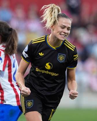 CLUB ATLETICO DE MADRID v Manchester United, ManU WOMEN. UEFA WOMEN S CHAMPIONS LEAGUE 2024 2025. MATCHDAY 2. Manchester United Women™s Fridolina Rolfo celebrates goal during UEFA Women s Champions League, matchday 2. October 16, 2025. (ALTERPHOTOS Acero) Alcala de HenaresSpain  Copyright: xAcerox