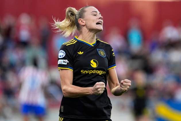 CLUB ATLETICO DE MADRID v Manchester United, ManU WOMEN. UEFA WOMEN S CHAMPIONS LEAGUE 2024 2025. MATCHDAY 2. Manchester United Women™s Fridolina Rolfo celebrates goal during UEFA Women s Champions League, matchday 2. October 16, 2025. (ALTERPHOTOS Acero) Alcala de HenaresSpain  Copyright: xAcerox