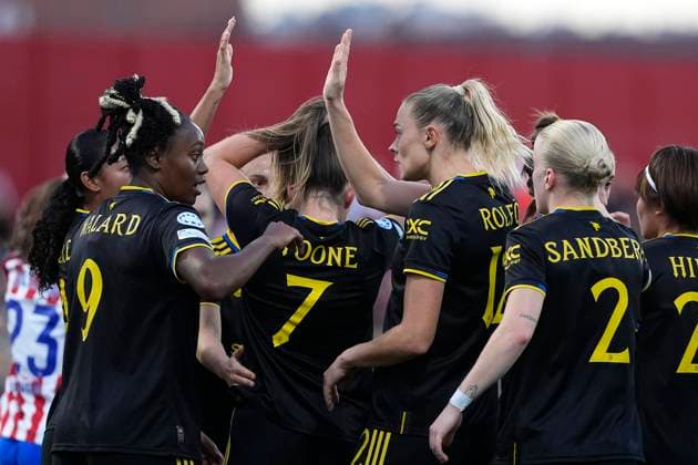 CLUB ATLETICO DE MADRID v Manchester United, ManU WOMEN. UEFA WOMEN S CHAMPIONS LEAGUE 2024 2025. MATCHDAY 2. Manchester United Women™s Fridolina Rolfo celebrates goal with her teammates during UEFA Women s Champions League, matchday 2. October 16, 2025. (ALTERPHOTOS Acero) Alcala de HenaresSpain  Copyright: xAcerox