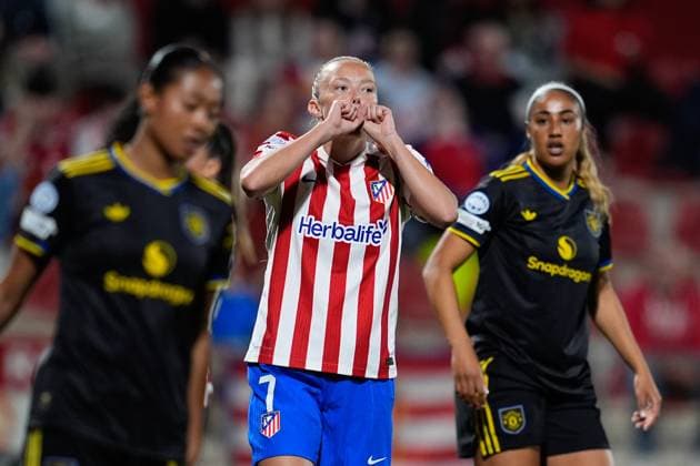 October 16, 2025, Alcala De Henares, Madrid, Spain: Synne Jensen of Atletico de Madrid reacts during the UEFA Women s Champions League 2025 26 league phase MD2 match between Atletico de Madrid and Manchester United, ManU Women at Centro Deportivo Wanda Alcala de Henares on October 16, 2025 in Alcala de Henares, Madrid, Spain. Alcala De Henares Spain - ZUMAa181 20251016_zaa_a181_070 Copyright: xDennisxAgyemanx