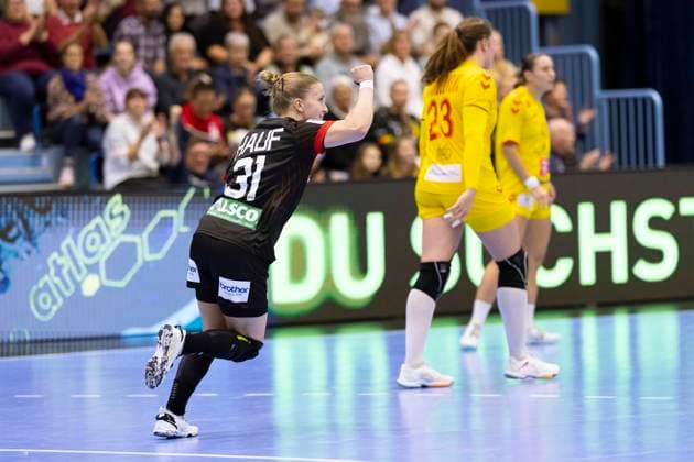 Germany vs North Macedonia Handball A Women European Championship qualification, 16 10 2025 GUMMERSBACH, GERMANY OCTOBER 16 ALEXIA HAUF 31 GER during the match between Germany vs North Macedonia Handball A Women European Championship qualification at Schwalbe Arena on October 16, 2025 in Gummersbach, Germany Copyright: xBEAUTIFULxSPORTS KennyxBeelex