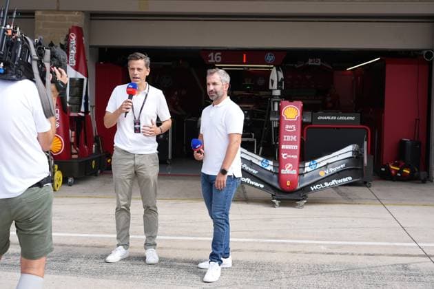 FORMULA 1 MSC CRUISES UNITED STATES GRAND PRIX 2025 16 10 2025, Circuit of The Americas, Austin, FORMULA 1 MSC CRUISES UNITED STATES GRAND PRIX 2025 , in the picture Sky Deutschland commentator Sascha Roos with Sky Deutschland expert Timo Glock nordphotoxGmbHx xBratic nph00250