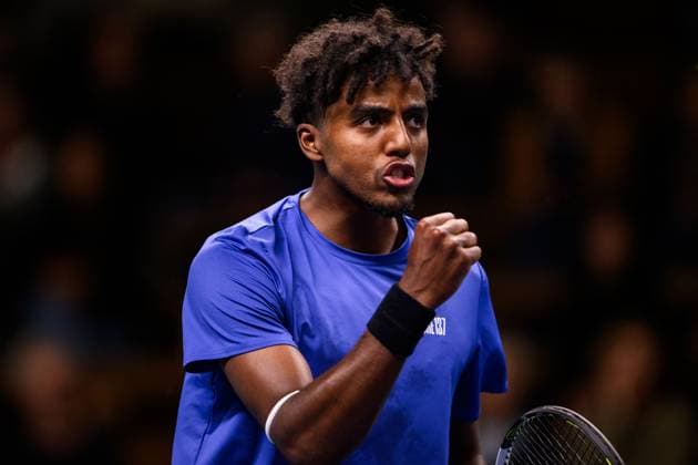 251016 Elias Ymer of Sweden celebrates as he competes in a men s singles tennis match during day 6 of the ATP 250 Nordic Open on October 16, 2025 in Stockholm Photo Jesper Zerman BILDBYRAN kod JZ JZ0629 tennis nordic open nordic open 2024 bbeng jubel sverige sweden celebrates  Copyright: JESPERxZERMAN BB251016JZ031