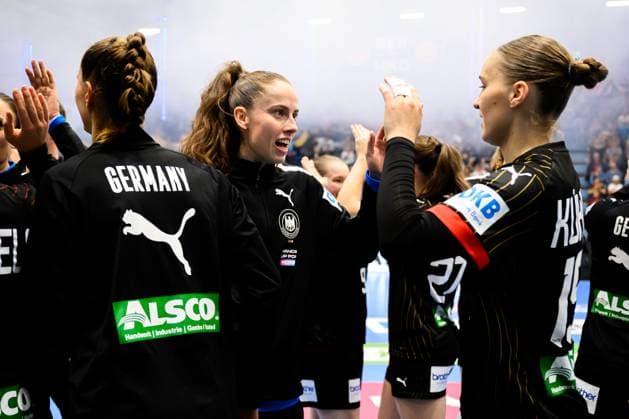 Gummersbach Handball Women European Championship Qualification, Germany North Macedonia Goalkeeper Sarah Wachter Germany , Nieke Kühne Kuehne Germany Gummersbach Schwalbe Arena Germany