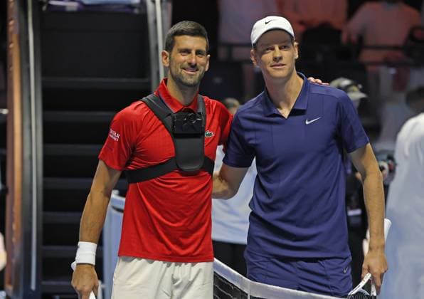 Tennis SIX KINGS SLAM 2025 Jannik Sinner (ITA), Novak Djokovic (SRB), Riyadh, Saudi Arabia, October 16, 2025. Photo Felice Calabro  Copyright: xFelicexCalabro x xipa-agency.netx xFELICExCALABRO x IPA_Agency_IPA66667481