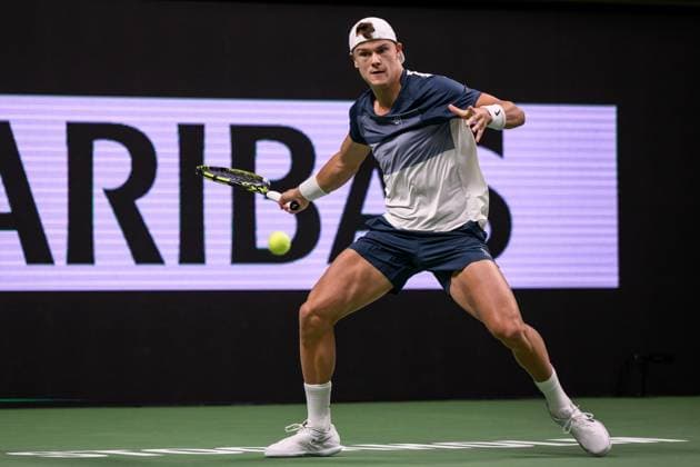 251016 Holger Rune of Denmark competes in a men s singles tennis match during day 6 of the ATP 250 Nordic Open on October 16, 2025 in Stockholm Photo Jesper Zerman BILDBYRAN kod JZ JZ0629 tennis nordic open nordic open 2024 bbeng  Copyright: JESPERxZERMAN BB251016JZ056