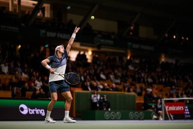 251016 Holger Rune of Denmark competes in a men s singles tennis match during day 6 of the ATP 250 Nordic Open on October 16, 2025 in Stockholm Photo Jesper Zerman BILDBYRAN kod JZ JZ0629 tennis nordic open nordic open 2024 bbeng  Copyright: JESPERxZERMAN BB251016JZ061