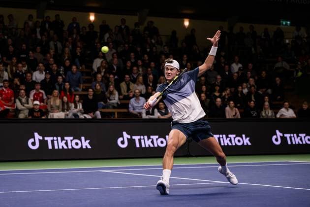 251016 Holger Rune of Denmark competes in a men s singles tennis match during day 6 of the ATP 250 Nordic Open on October 16, 2025 in Stockholm Photo Jesper Zerman BILDBYRAN kod JZ JZ0629 tennis nordic open nordic open 2024 bbeng  Copyright: JESPERxZERMAN BB251016JZ069
