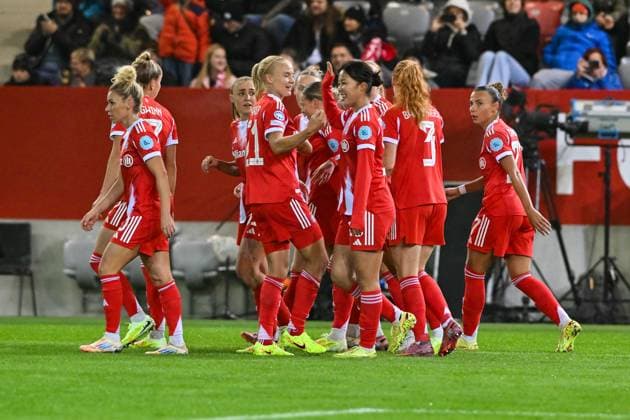 UEFA Womens s Champions League FC Bayern Munich Juventus Turin 16 10 2025 MUNICH, GERMANY OCTOBER 16 cheering after the goal making 1 0 by Pernille HARDER FC Bayern Munich 21 during the UWCL match between FC Bayern Munich vs Juventus FC on matchday 2 at FC Bayern Campus on October 16, 2025 in Munich, Germany Copyright: xBEAUTIFULxSPORTS Goldbergx