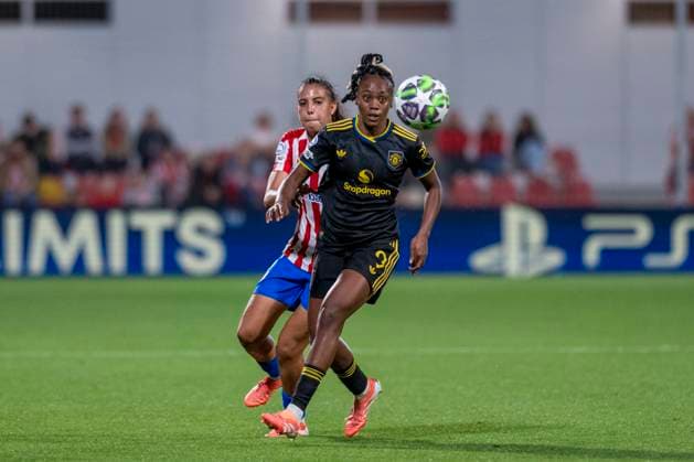 October 16, 2025, Alcala De Henares, Madrid, Spain: MELVINE MALARD of Manchester United, ManU Womens during the UEFA Women s Champions League soccer match between ATLETICO DE MADRID WOMENS - MANCHESTER UNITED WOMENS, held on October 16, 2025, at the AlcaloÂ¡ de Henares Sports Center in Madrid, Spain. Alcala De Henares Spain - ZUMAc312 20251016_zsp_c312_155 Copyright: xOscarxManuelxSanchezx
