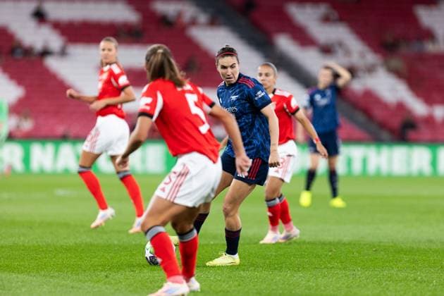 SL Benfica Vs Arsenal in Lisboa - 16 Oct 2025 Mariona Caldentey of Arsenal in action during the UEFA Women s Champions League match between SL Benfica and Arsenal at Estádio da Luz. Final Score; SL Benfica 0 : 2 Arsenal Lisboa Portugal Copyright: xDavidexPuglisix xSOPAxImagesx dp_slb_arsnl-30