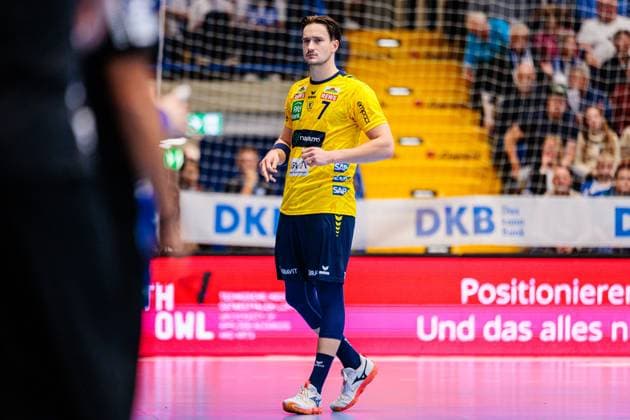 Robert Timmermeister Rhein Neckar Loewen, 07 GER, TBV Lemgo Lippe vs Rhein Neckar Loewen, Handball, 1 Bundesliga, Matchday 9, Season 2025 2026, 16 10 2025 GER, TBV Lemgo Lippe vs Rhein Neckar Loewen, Handball, 1 Bundesliga, Matchday 9, Season 2025 2026, 16 10 2025 Lemgo Copyright: xEibner-Pressefoto JanxRollingerx EP_JSK