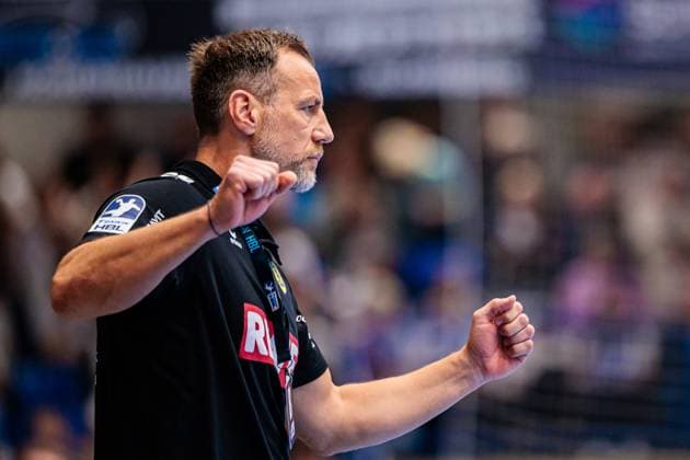 Maik Machulla Rhein Neckar Loewen, Coach cheers GER, TBV Lemgo Lippe vs Rhein Neckar Loewen, Handball, 1 Bundesliga, Matchday 9, Season 2025 2026, 16 10 2025 GER, TBV Lemgo Lippe vs Rhein Neckar Loewen, Handball, 1 Bundesliga, Matchday 9, Season 2025 2026, 16 10 2025 Lemgo Copyright: xEibner-Pressefoto JanxRollingerx EP_JSK