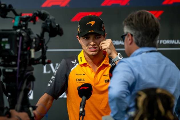 AUSTIN, TEXAS, UNITED STATES: Lando Norris, racing for the McLaren F1 team during the 2025 Formula 1 United States Grand Prix at the Circuit of the Americas in Austin, Texas, United States