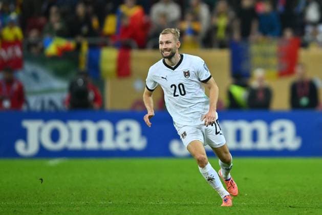 Romania V Austria - FIFA World Cup, WM, Weltmeisterschaft, Fussball 2026 Qualifier Konrad Laimer of Austria is in action during the FIFA World Cup 2026 qualifier match between Romania and Austria at National Arena in Bucharest, Romania, on October 12, 2025. Bucharest Romania Romania  Copyright: xAlexxNicodimx originalFilename:nicodim-romaniav251012_nprgK.jpg