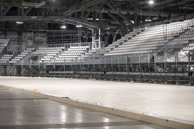 Milan, RHO Fiera Milano inspection of pavilions 13 and 15, 22 and 24 of fieramilano, Rho* which will host the Speed skating, Eisschnelllauf and men s and women s hockey track for the Milan Cortina 2026 Olympics. Andrea Abodi, Minister for and Young People, and Giovanni Bozzetti, president of Fondazione Fiera Milano, were present.  Copyright: xFrancescoxEnriquezx xipa-agency.netx xFrancescoxEnriquezx IPA_Agency_IPA66275555  Copyright: xIMAGO FrancescoxEnriquezx xipa-agency.netx xIMAGO IndependentxPhotoxAgencyxInt.x imago0836462275h