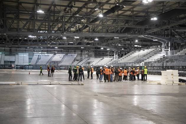 Milan, RHO Fiera Milano inspection of pavilions 13 and 15, 22 and 24 of fieramilano, Rho* which will host the Speed skating, Eisschnelllauf and men s and women s hockey track for the Milan Cortina 2026 Olympics. Andrea Abodi, Minister for and Young People, and Giovanni Bozzetti, president of Fondazione Fiera Milano, were present.  Copyright: xFrancescoxEnriquezx xipa-agency.netx xFrancescoxEnriquezx IPA_Agency_IPA66275565  Copyright: xIMAGO FrancescoxEnriquezx xipa-agency.netx xIMAGO IndependentxPhotoxAgencyxInt.x imago0836462281h