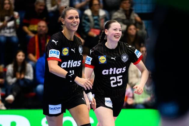 Gummersbach Womens Handball European Championship Qualification, Germany North Macedonia Xenia Smits Germany , Luisa Scherer Germany Gummersbach Schwalbe Arena Germany