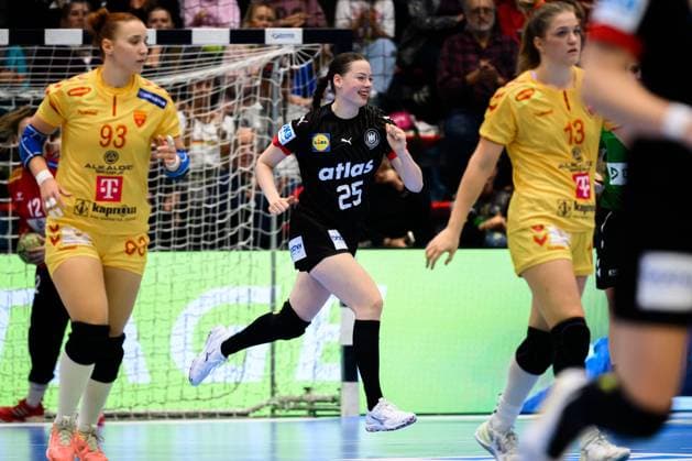 Gummersbach Handball Womens European Championship Qualification, Germany North Macedonia Luisa Scherer Germany Cheers Joy Emotion Gummersbach Schwalbe Arena Germany