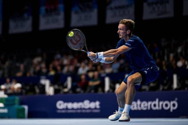 Czech Jiri Lehecka pictured in action during the European Open ATP, Tennis Herren tennis tournament in Brussels, on Friday 17 October 2025. This year s edition of the tournament is taking place from 12 to 19 October 2025. JASPERxJACOBS  x137045029x