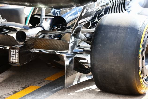 F1 - UNITED STATES GRAND PRIX 2025 Mercedes AMG F1 Team W16, mechanical detail rear corner reprofiled upper lip during the 2025 Formula 1 United States Grand Prix, 19th round of the 2025 FIA Formula One World Championship, WM, Weltmeisterschaft from October 17 to 19, 2025 on the Circuit of the Americas, in Austin, Texas, United States of America - AustinUnited States  Copyright: xEricxAlonsox
