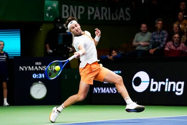 STOCKHOLM, SWEDEN 20251017 Norways Casper Ruud in his quarterfinal match against Sebastian Korda, USA, during the BNP Paribas Nordic Open tennis tournament at Kungliga tennishallen STOCKHOLM SWEDEN x11288x  Copyright: xPontusxOrre TTx TENNIS NORDIC OPEN