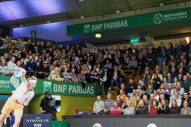STOCKHOLM, SWEDEN 20251017 The audience watches Norways Casper Ruud during the quarterfinal match against Sebastian Korda, USA, in the BNP Paribas Nordic Open tennis tournament at the Royal Tennis Hall STOCKHOLM SWEDEN x11288x  Copyright: xPontusxOrre TTx TENNIS NORDIC OPEN