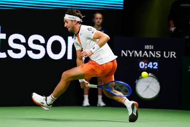 STOCKHOLM, SWEDEN 20251017 Norways Casper Ruud in his quarterfinal match against Sebastian Korda, USA, during the BNP Paribas Nordic Open tennis tournament at Kungliga tennishallen STOCKHOLM SWEDEN x11288x  Copyright: xPontusxOrre TTx TENNIS NORDIC OPEN