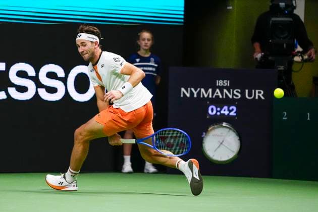 STOCKHOLM, SWEDEN 20251017 Norways Casper Ruud in his quarterfinal match against Sebastian Korda, USA, during the BNP Paribas Nordic Open tennis tournament at Kungliga tennishallen STOCKHOLM SWEDEN x11288x  Copyright: xPontusxOrre TTx TENNIS NORDIC OPEN