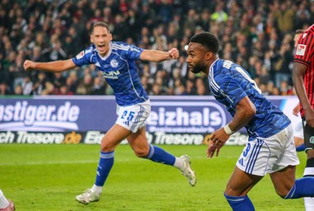 Germany Soccer 2 Bundesliga 2025 26, 9 Matchday Hannover 96 vs FC Schalke 04 Heinz von Heiden Arena Stadion Hannover Goal celebration Moussa Sylla FC Schalke 04, 9 Hannover Copyright: xAymanxAlahmedx