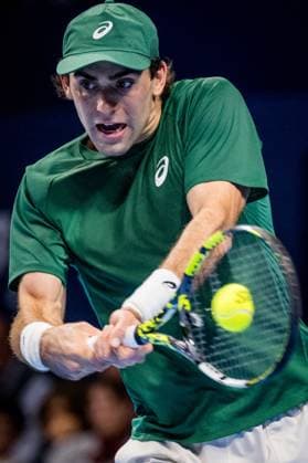 US Eliot Spizzirri pictured in action during the European Open ATP, Tennis Herren tennis tournament in Brussels, on Friday 17 October 2025. This year s edition of the tournament is taking place from 12 to 19 October 2025. JASPERxJACOBS  x137067480x
