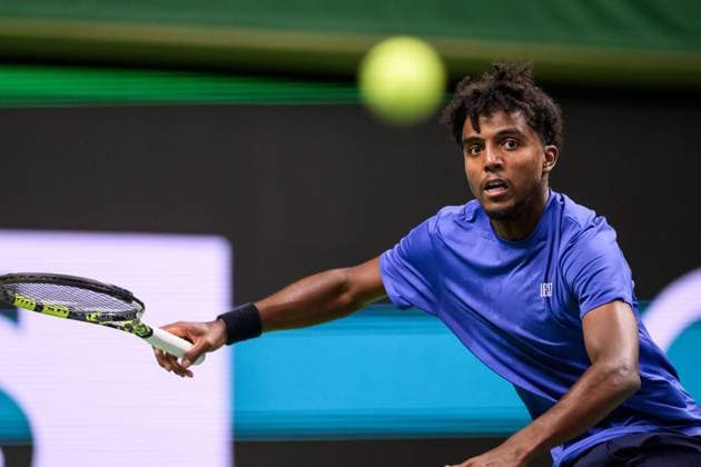 251017 Elias Ymer of Sweden in a men s single quarter final tennis match during day 7 of the Nordic Open on October 17, 2025 in Stockholm Photo Simon Hastegard BILDBYRAN kod SH SH0654 tennis nordic open 7 bbeng sverige  Copyright: SIMONxHASTEGARD BB251017SH009