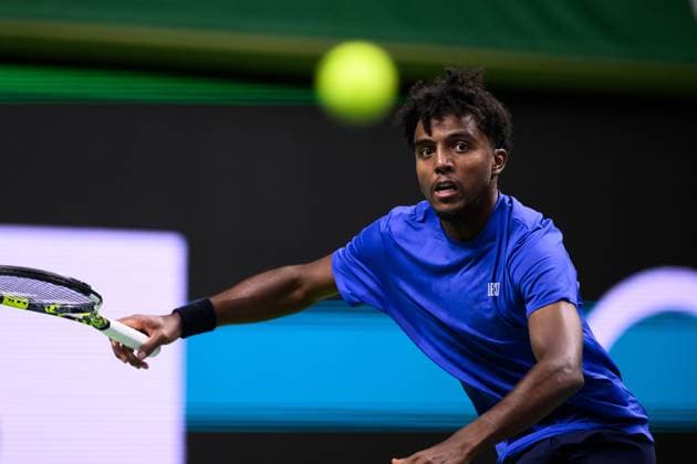 251017 Elias Ymer of Sweden in a men s single quarter final tennis match during day 7 of the Nordic Open on October 17, 2025 in Stockholm Photo Simon Hastegard BILDBYRAN kod SH SH0654 tennis nordic open 7 bbeng sverige  Copyright: SIMONxHASTEGARD BB251017SH019