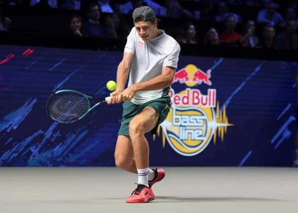 TENNIS - ATP, Tennis Herren Erste Bank Open VIENNA,AUSTRIA,17.OCT.25 - TENNIS - ATP World Tour, Erste Bank Open, Red Bull BassLine. Image shows Joel Schwaerzler (AUT).  GEPAxpictures xWalterxLuger
