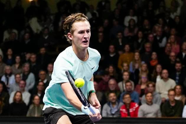 Sebastian Korda, USA, in his quarterfinal match against Norway s Casper Ruud during the BNP Paribas Nordic Open tennis tournament at the Royal Swedish Tennis Hall, Stockholm, Sweden, October 17, 2025 STOCKHOLM SWEDEN x11288x  Copyright: xPontusxOrre TTx TENNIS NORDIC OPEN
