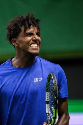 251017 Elias Ymer of Sweden in a men s single quarter final tennis match during day 7 of the Nordic Open on October 17, 2025 in Stockholm Photo Simon Hastegard BILDBYRAN kod SH SH0654 tennis nordic open 7 bbeng sverige jubel  Copyright: SIMONxHASTEGARD BB251017SH037