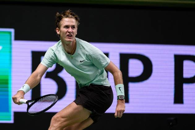 251017 Sebastian Korda of USA in a men s single quarter final tennis match during day 7 of the Nordic Open on October 17, 2025 in Stockholm Photo Simon Hastegard BILDBYRAN kod SH SH0654 tennis nordic open 7 bbeng  Copyright: SIMONxHASTEGARD BB251017SH068