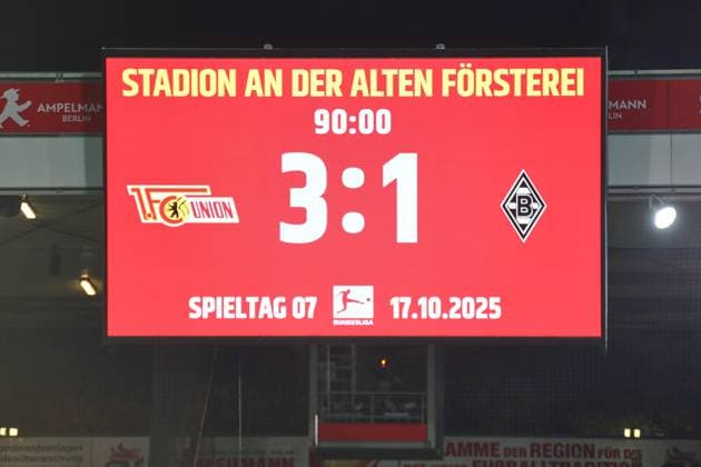 Berlin, Germany, 17 10 2025 Stadion Alte Försterei 7 Matchday, Season 2025 26, 1 Soccer Bundesliga Union Berlin Borussia Mönchengladbach Final Score 3 1 Copyright: xdtsxNachrichtenagenturx dts_88981