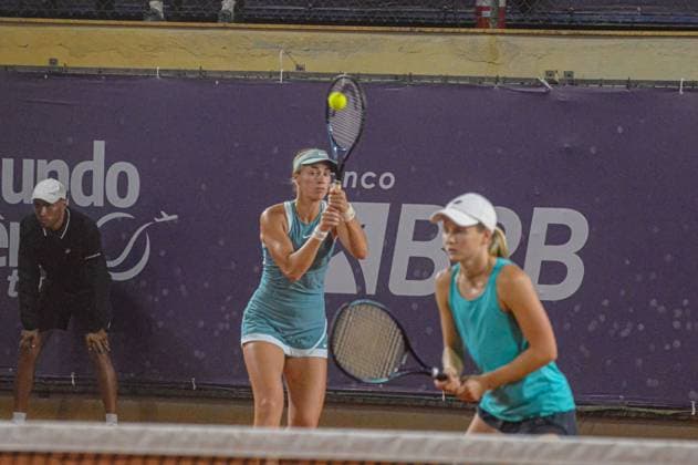 Rio Ladies Open - Semifinal Duplas - Ekaterine Gorgodze e Irene Burillo vs Miriana Tona e Tina Smith rio de janeiro (rj), 10 17 2025 - wta125 brazil rioladiesopen rj - players miriana tona and tina smith during a match valid for the doubles semifinals of the rio ladies open 2025 held at techset academy in the city of rio de janeiro, this friday, october 17, 2025. (Foto: Gabby Costa Thenews2 imago images) SPO  Copyright: xGabbyxCostax